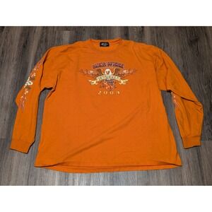 Biker Design Bike Week Daytona Beach 2004 Long Sleeve Orange T Shirt 3XL‎